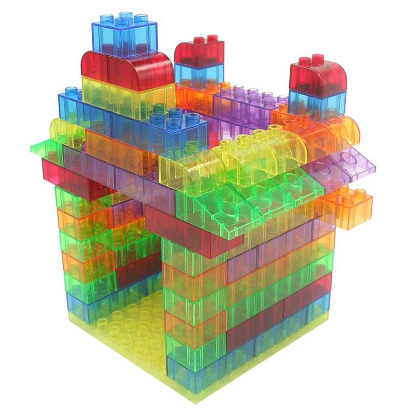Create By Greenbean - Building Blocks Translucent w PlayBoard 73pc pbag
