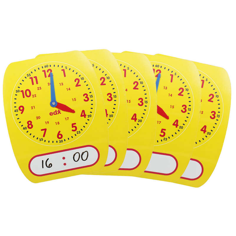 EDX Education - Clock - Write & Wipe - Student 24Hr - 5pcs