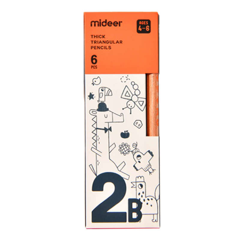 Mideer - Thick Triangular 2B Pencils- 6 Pieces
