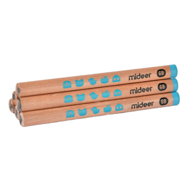 Mideer - Thick Triangular 6B Pencils- 6 Pieces