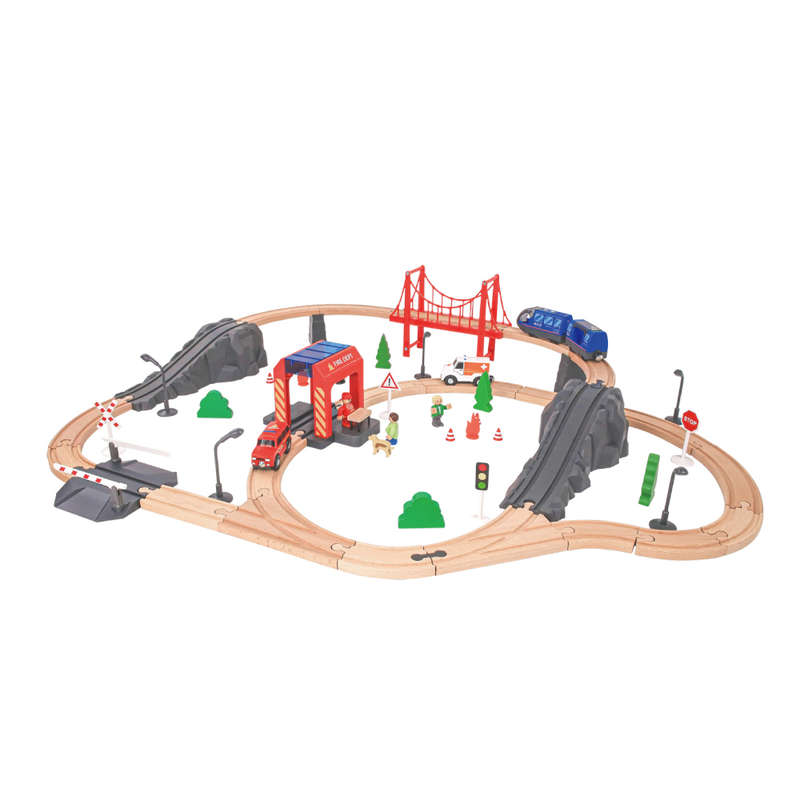 TookyToy - Wooden Train Set - Fire Rescue