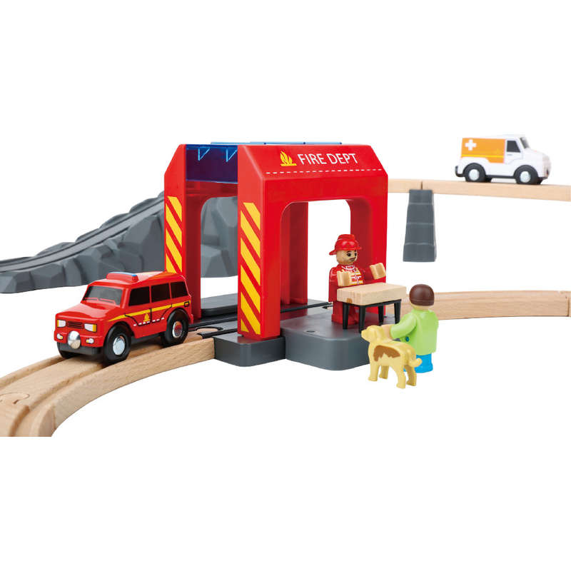 TookyToy - Wooden Train Set - Fire Rescue