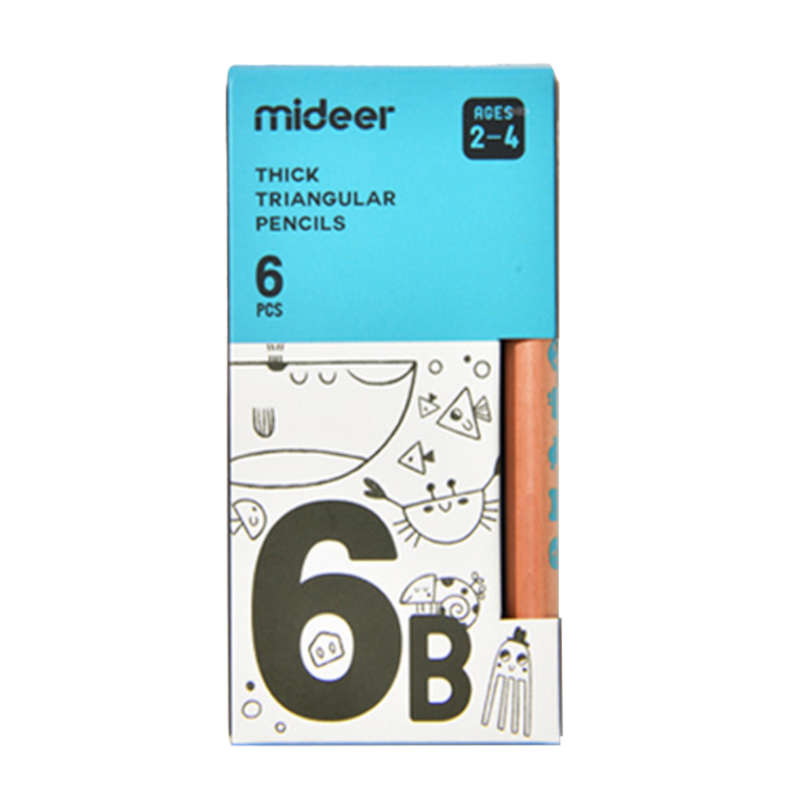 Mideer - Thick Triangular 6B Pencils- 6 Pieces