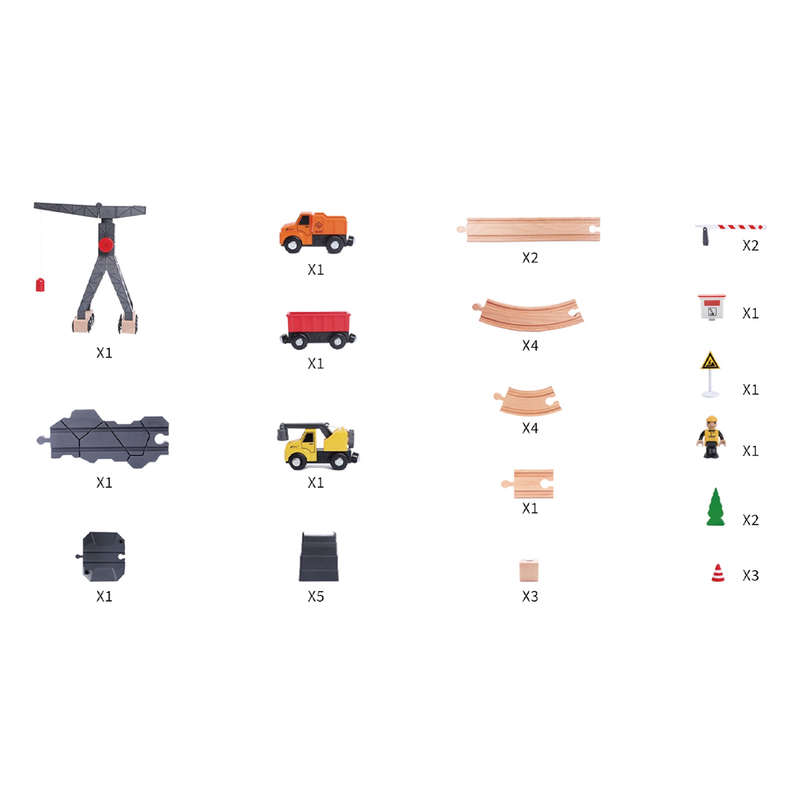 TookyToy - Wooden Train Set - Constructin Yard