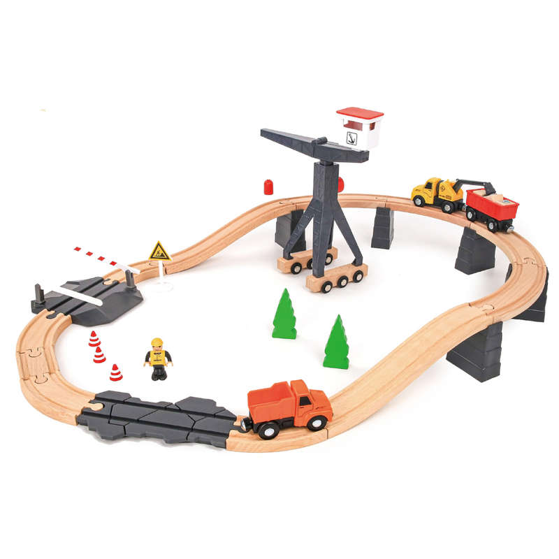 TookyToy - Wooden Train Set - Constructin Yard