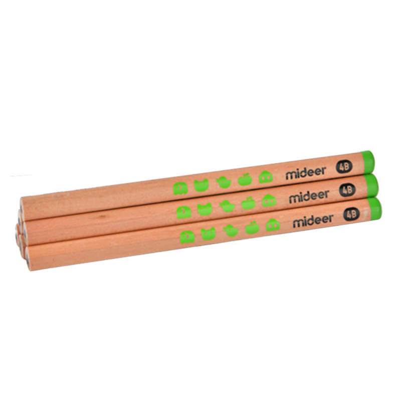Mideer - Thick Triangular 4B Pencils- 6 Pieces