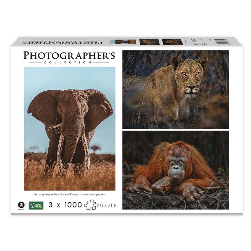 Ambassador - Photographers Collection: 3 x 1000 Piece Puzzle Bundle - Elephant, Lioness and Orang...