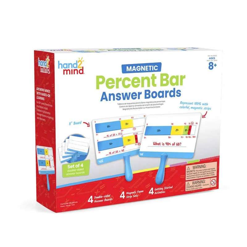 Greenbean Mathematics - Magnetic Percent Bar Answer Boards: Set of 4