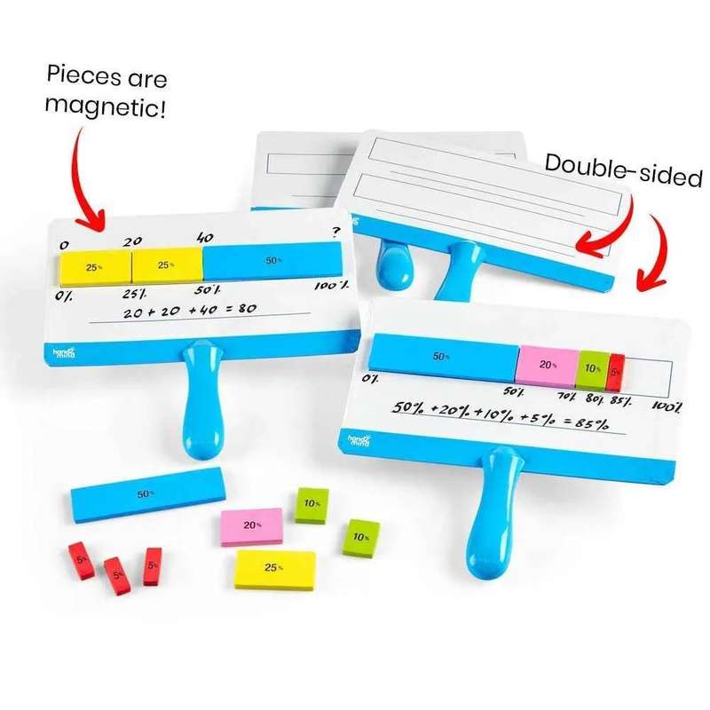 Greenbean Mathematics - Magnetic Percent Bar Answer Boards: Set of 4