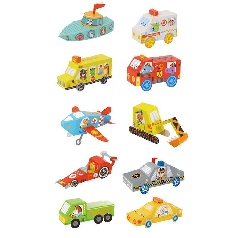 TookyToy - Let's Fold 3D Origami Paper Kit - Traffic