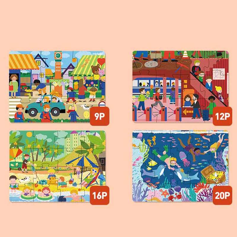 Mideer - Level Up Puzzles - 4-in-1 - Level 2 Daily Scenes