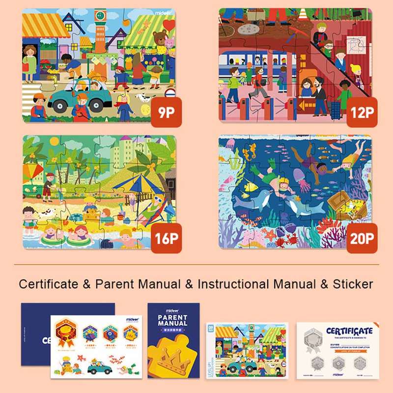 Mideer - Level Up Puzzles - 4-in-1 - Level 2 Daily Scenes