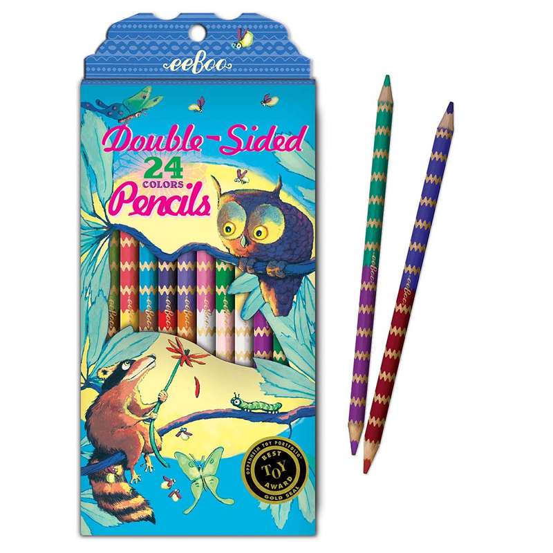 eeBoo - Raccoon and Owl 12 Double Sided Pencils