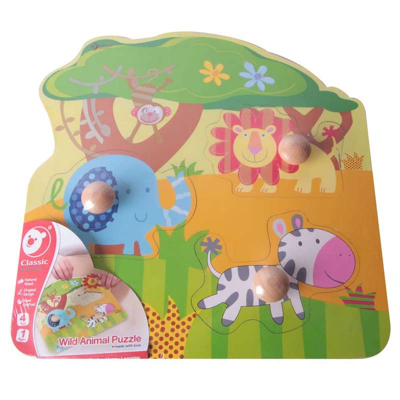 Classic World - Peg Puzzle - Wild Animals - 3pcs