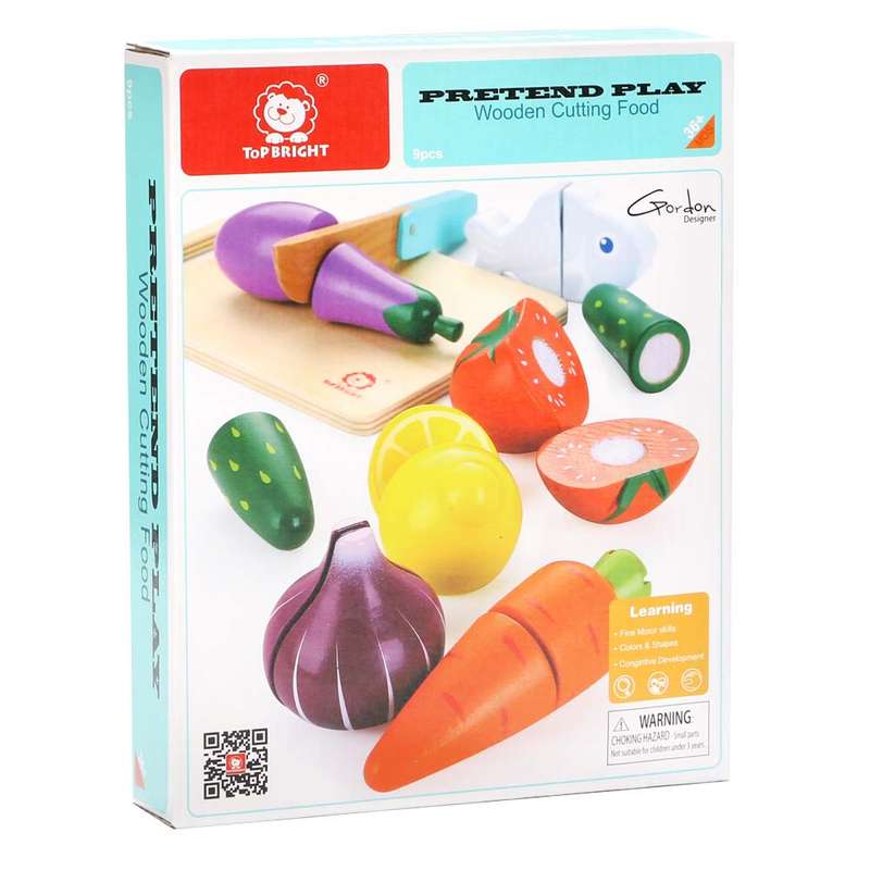 TopBright - Pretend & Play - Wooden Cutting Food - 9 Pieces