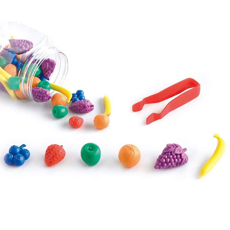 EDX Education - Counters - Fruit - 6 Colours with Tweezers - 48pcs - Jar