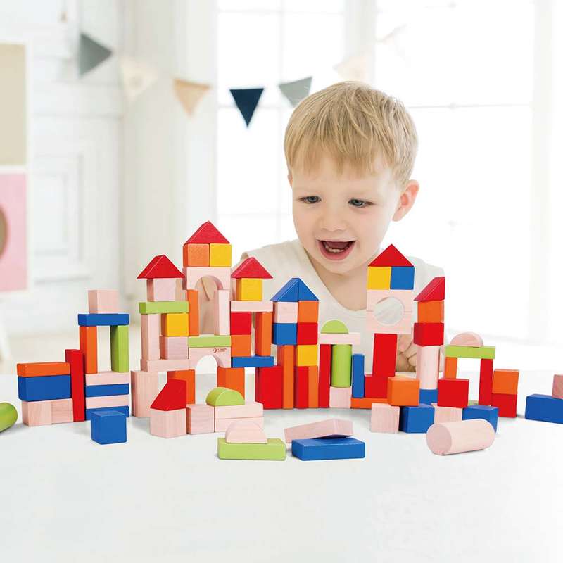 Classic World - Wooden Building Blocks with Sorting Lid - 100pcs
