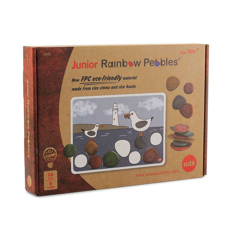 EDX Education - Junior Rainbow Pebbles - Eco Friendly FPC Material - 3 Shapes - 6 Colours - 8 Dou...