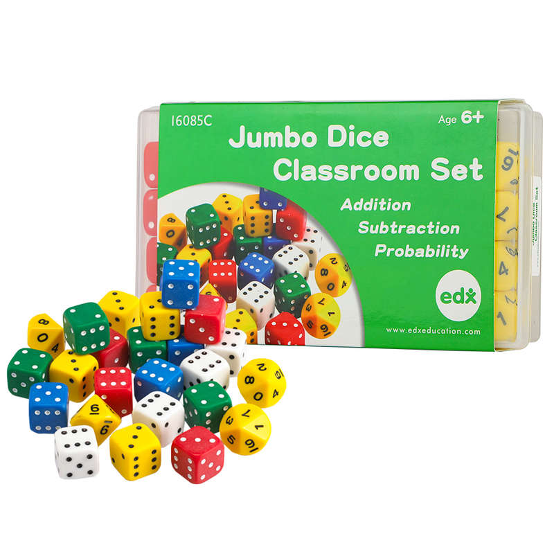 EDX Education - Dice - Classroom Set Jumbo - 25mm - 24pcs - Container