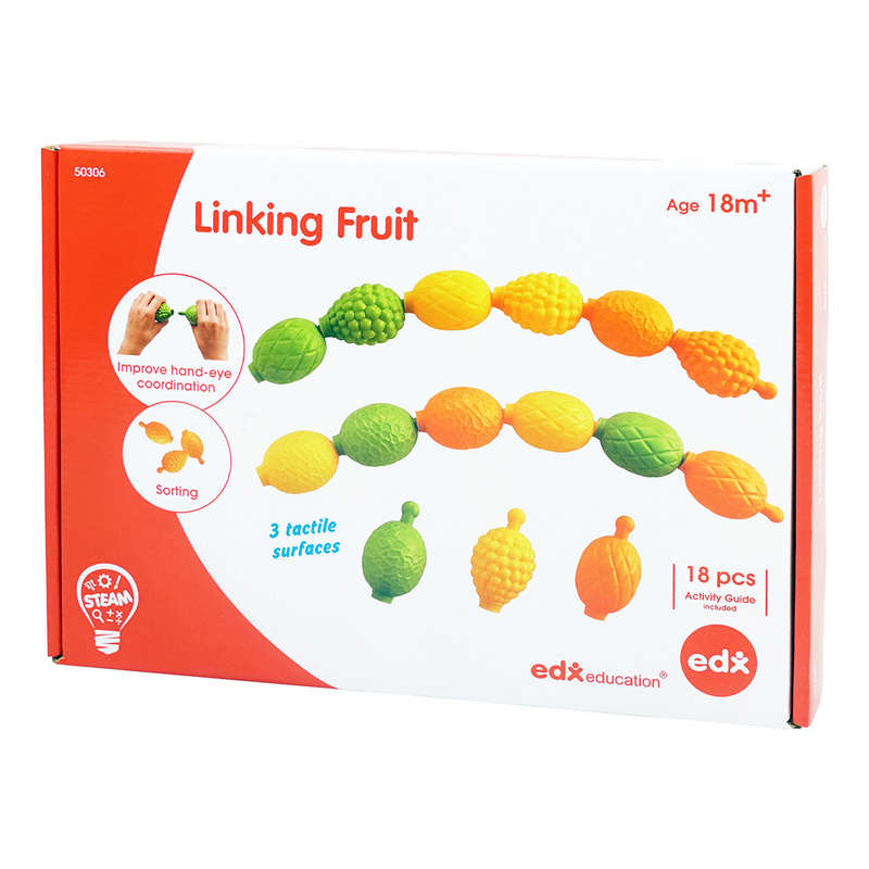 EDX Education - Linking Fruits - 3 Colours & 3 Tactile Surfaces - Activity Guide - 18pcs
