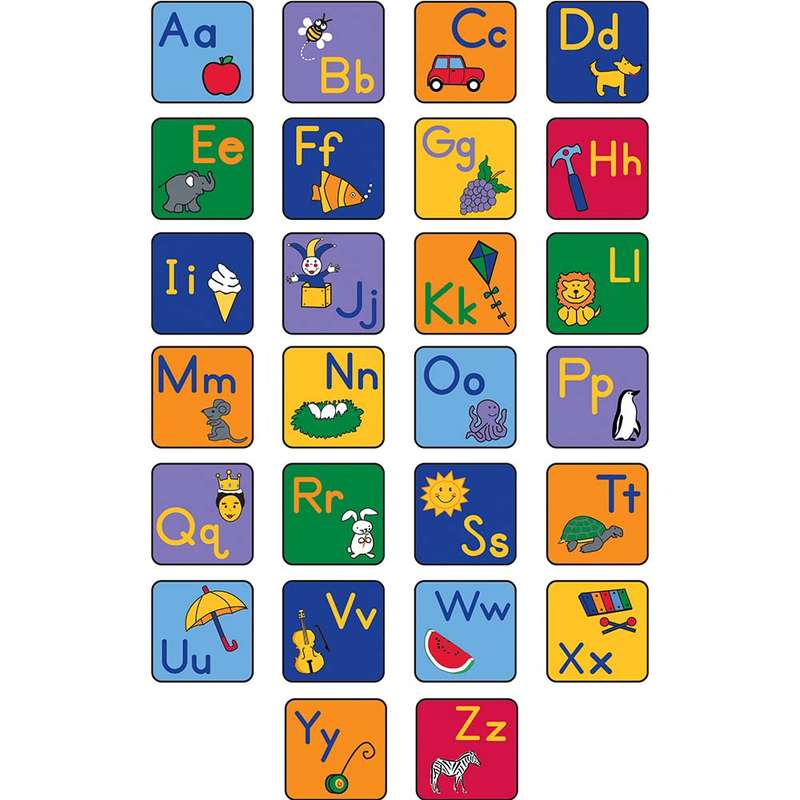 Learning Carpets - Alphabet - Seating Squares - with Images - 36 x 36 cm - 26pcs