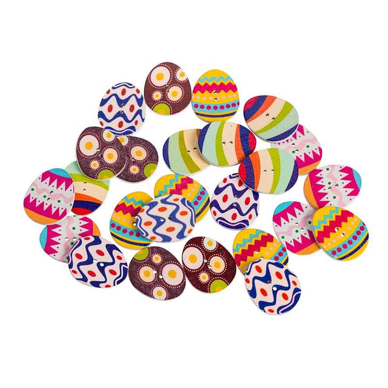 Anthony Peters - Egg - Shaped Wooden Buttons: 25 Pieces