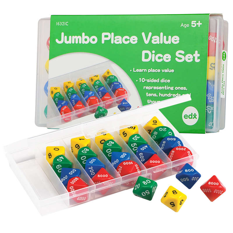 EDX Education - Dice - Jumbo Place Value Set - 34mm - 24pcs