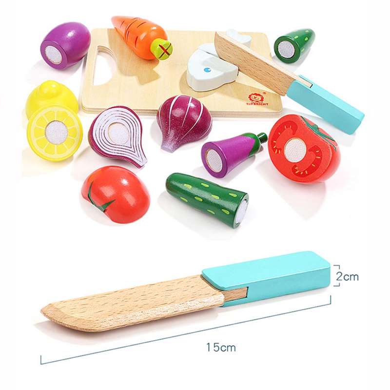 TopBright - Pretend & Play - Wooden Cutting Food - 9 Pieces