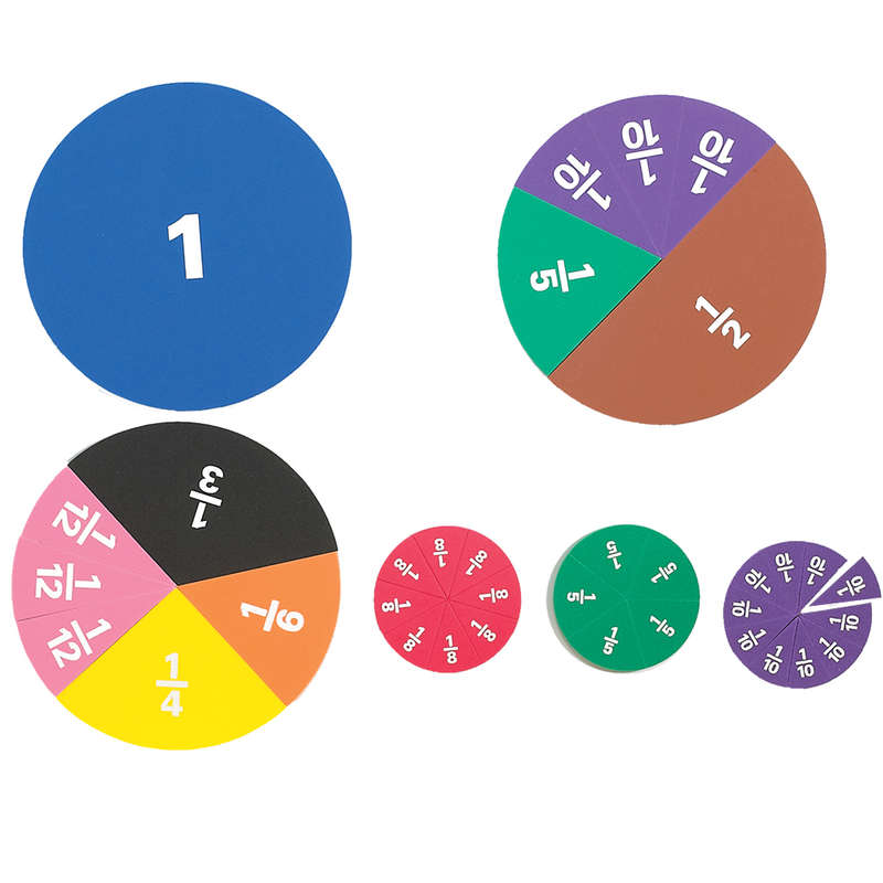 EDX Education - Fraction Circles - 1 to 12th - Printed Demo Magnetic - 51pcs