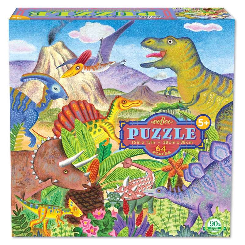 eeBoo - Dinosaur Island 64 Piece Puzzle