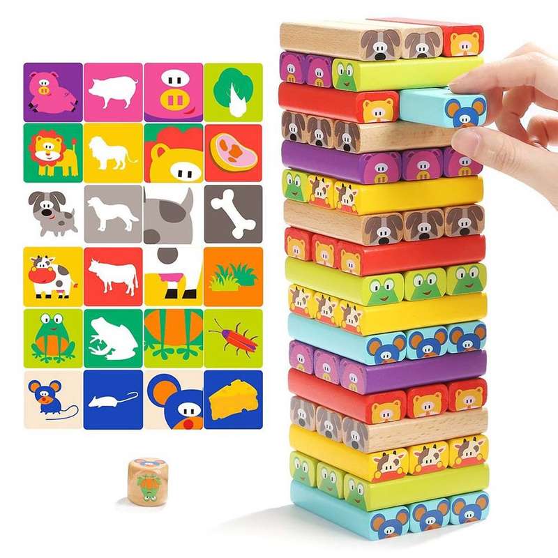 TopBright - Animal Jenga - Stacking Game with Activity Cards