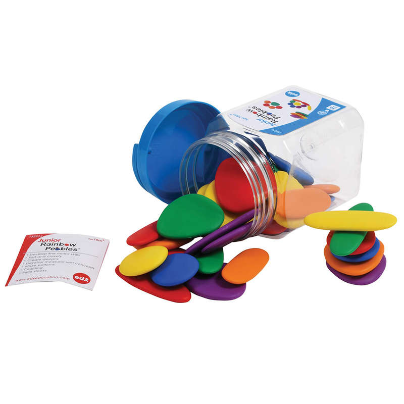 EDX Education - Junior Rainbow Pebbles - 36pcs Jar - 3 Shapes, 6 Colours
