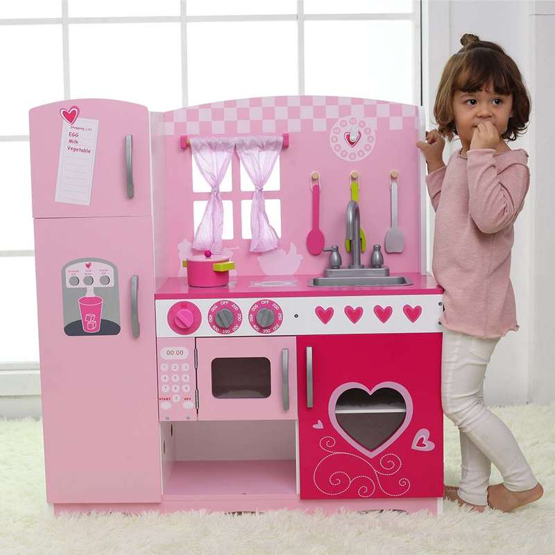 Classic World - Pretend & Play - Pink Kitchen - 85 x 34 x 91 cm - 8pcs