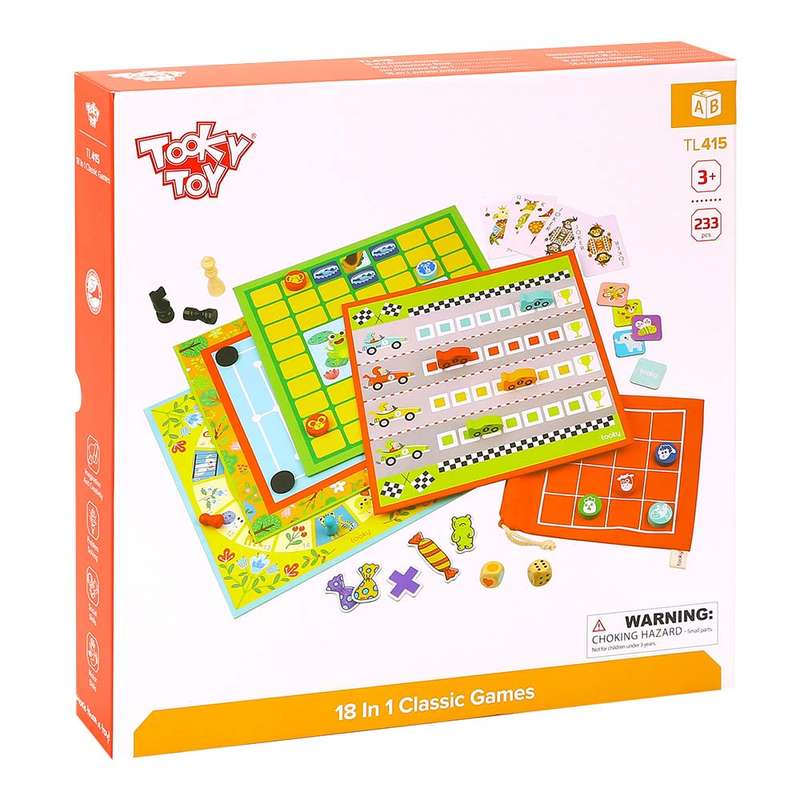 TookyToy - 18-in-1 - Classic Game Set