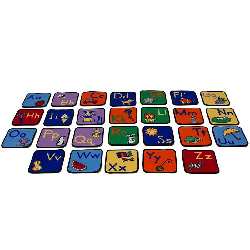 Learning Carpets - Alphabet - Seating Squares - with Images - 36 x 36 cm - 26pcs
