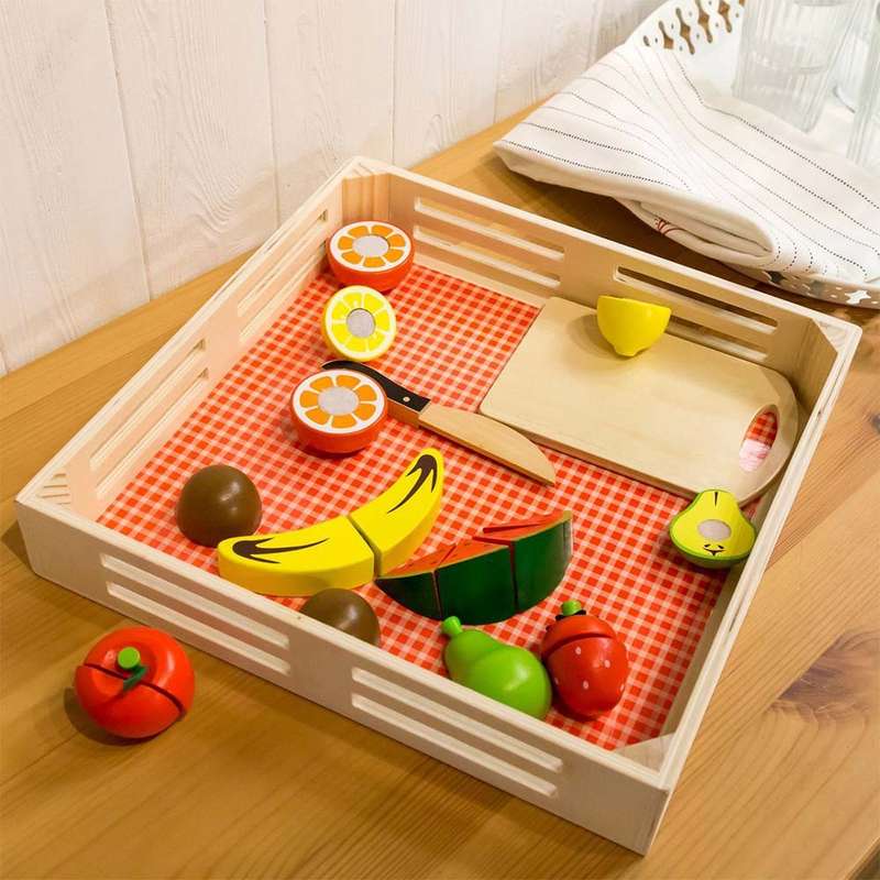 Tookytoy - Pretend Play Wooden Cutting Fruit Toy Set