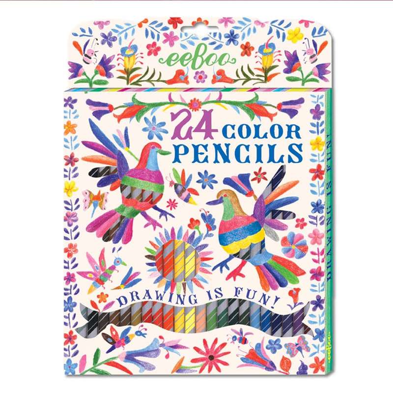 eeBoo - Oaxaca Birds 24 Color Pencils Paper