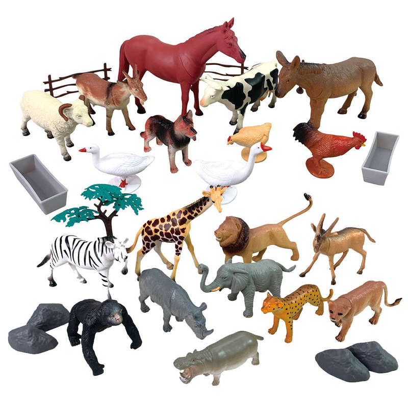 Planet Greenbean - Wild and Farm Animal Playset - 30pcs