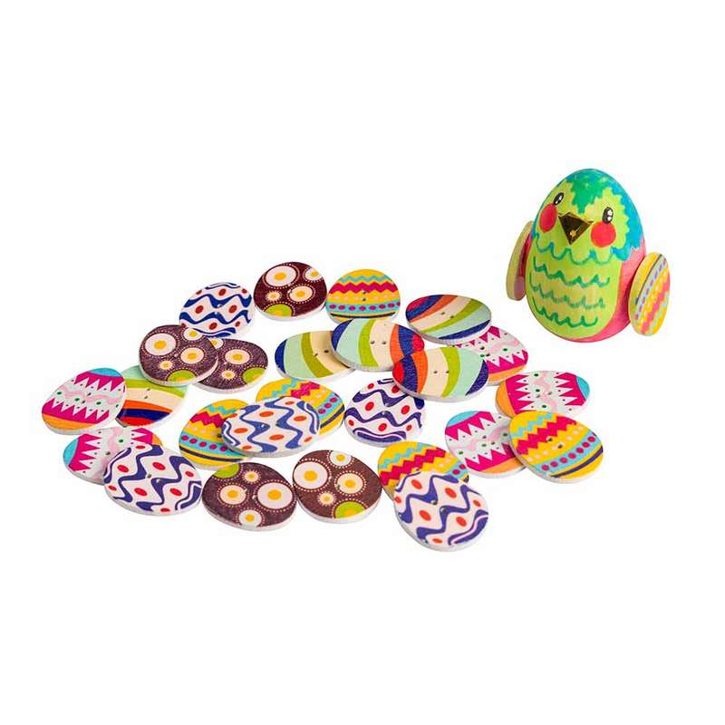 Anthony Peters - Egg - Shaped Wooden Buttons: 25 Pieces