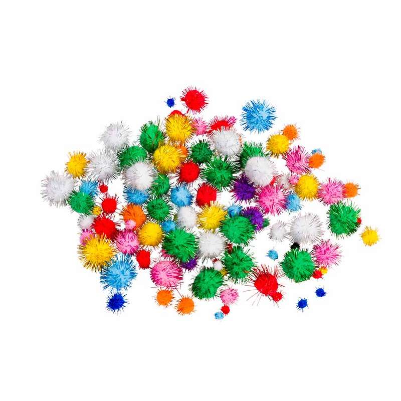 Anthony Peters - Assorted Glitter Pom Poms Jumbo Pack: 100 Pieces
