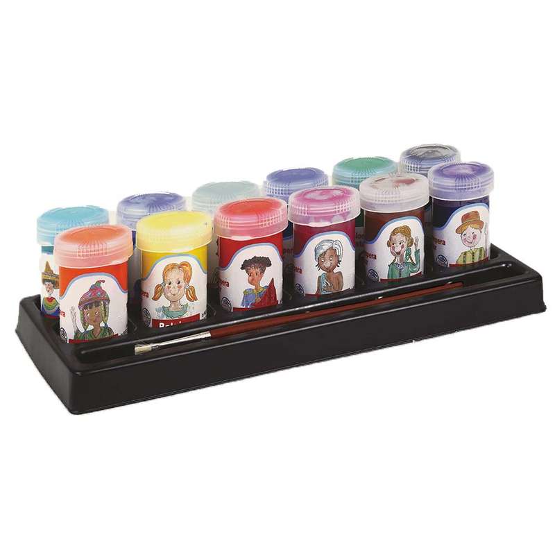 Toy Color - Ready Mix Paint Pots - Poster Paint Bus - Superwashable - 12 Colours - 25ml Retail Pack