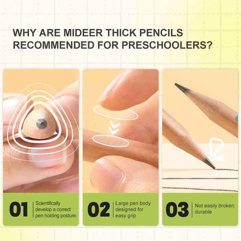 Mideer - Thick Triangular HB Pencils: 30 Pieces