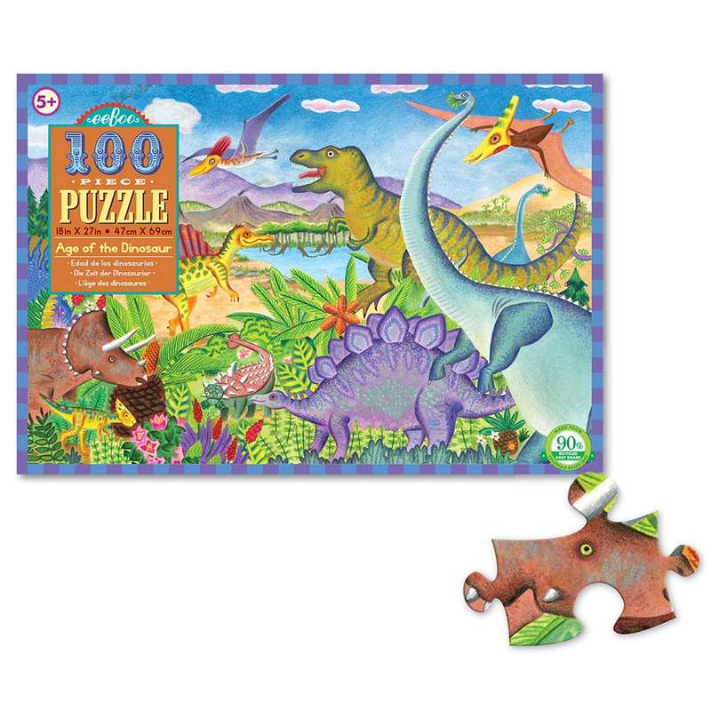 eeBoo - Age of the Dinosaur 100 Piece Puzzle