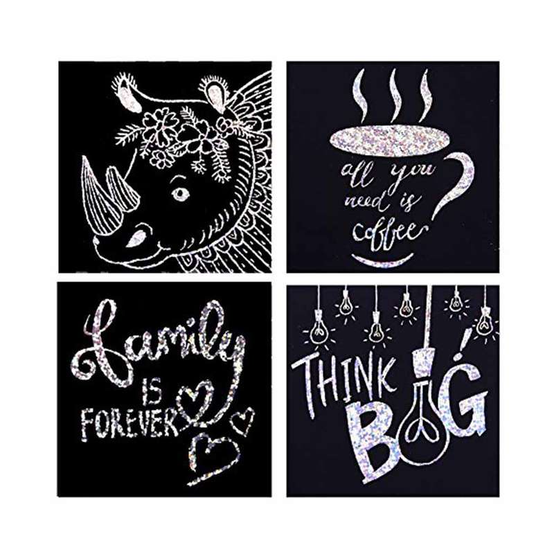Jar Meló - Scratch Art Notes Set - Silver Hologram Glitter