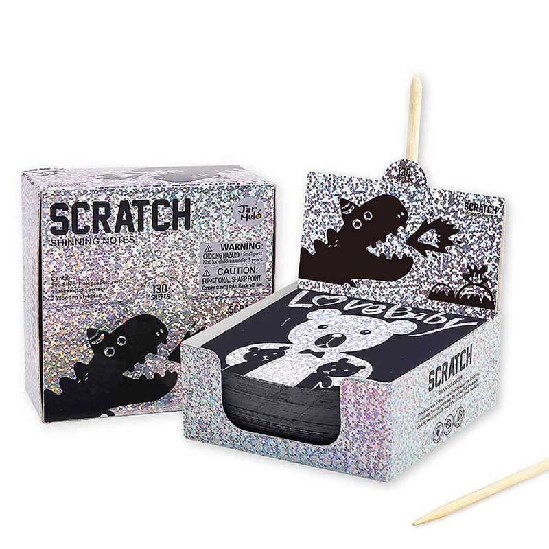 Jar Meló - Scratch Art Notes Set - Silver Hologram Glitter