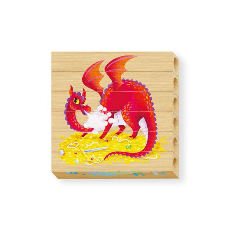 Quercetti - Wooden, Eco-Friendly Fantastic Animals Block Puzzles: 4 Puzzles