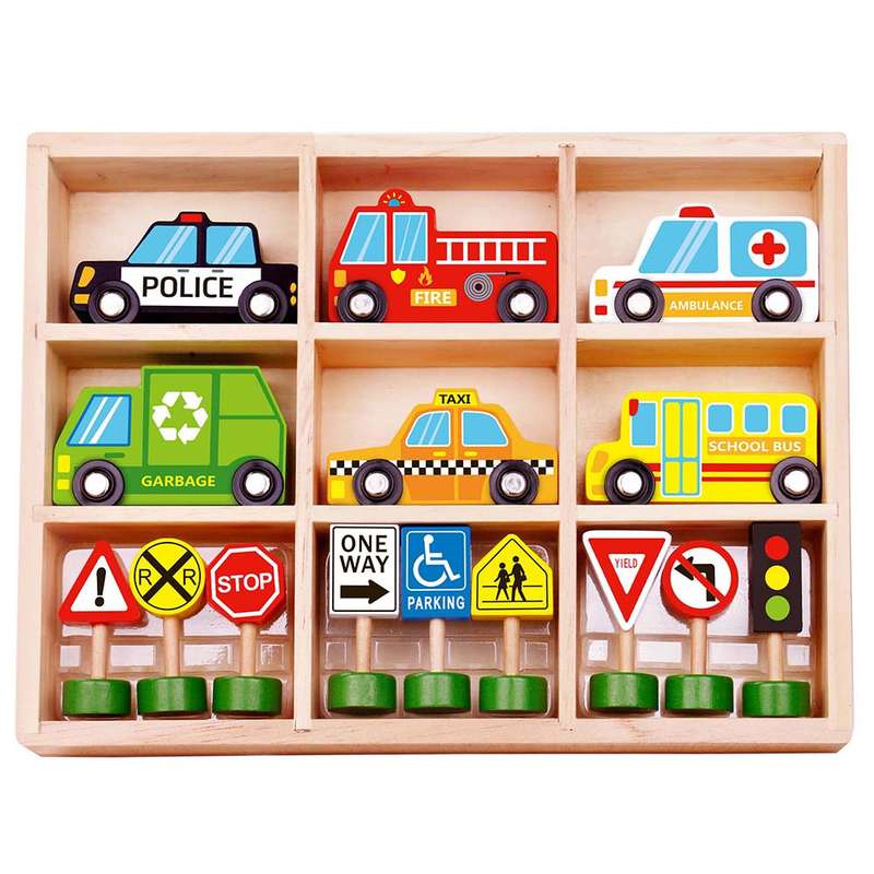 TookyToy - Transportation & Street Sign Set