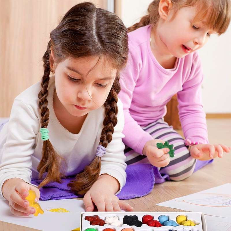 Jar Meló - Beeswax Crayons - Cute Dinosaur - 12 Colours