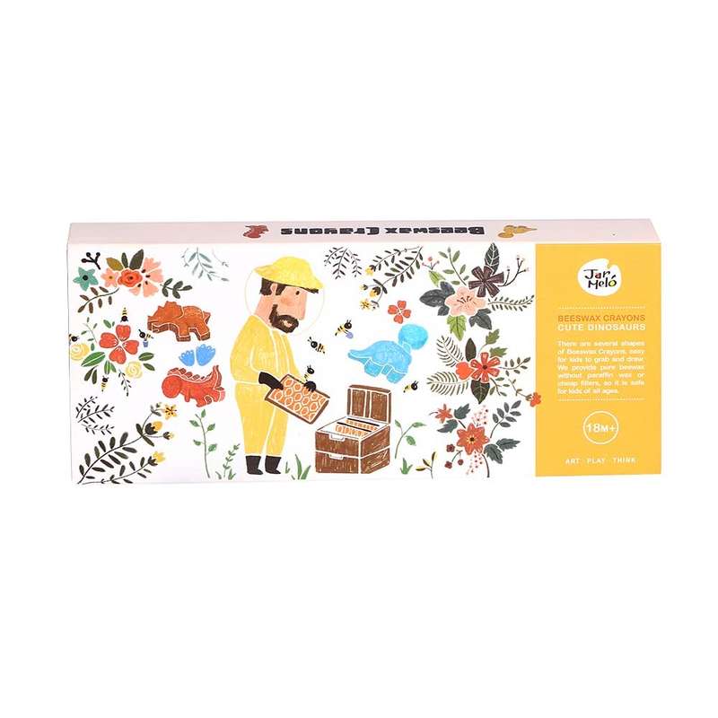 Jar Meló - Beeswax Crayons - Cute Dinosaur - 12 Colours