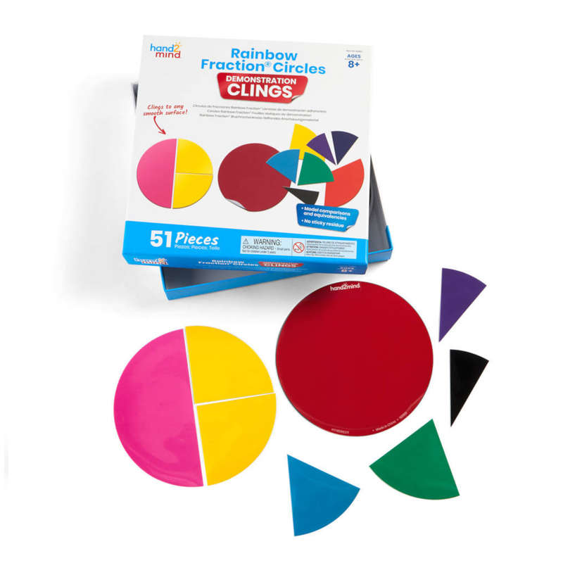Greenbean Mathematics - Rainbow Fraction® Circles Demonstration Clings: 51 Pieces